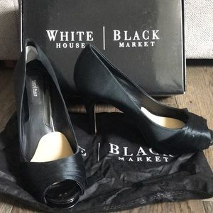White House Black Market Satin Peep Toe 4” Heels